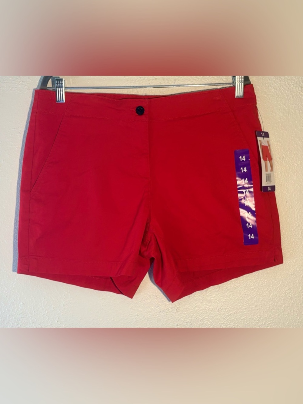 Nautica Red Preppy Cotton Stretch Twill Shorts 5" INSEAM NWT Size 14